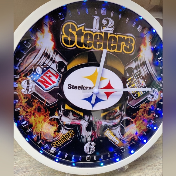 Steelers 12 inch clock with led and personalized
